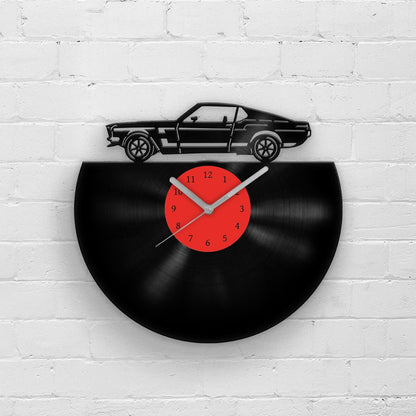 RETRO SPORTS CAR - Vinyl Record Wall Clock 12" made of real vinyl record, which makes it a perfect nostalgic gift for any classic car lover.