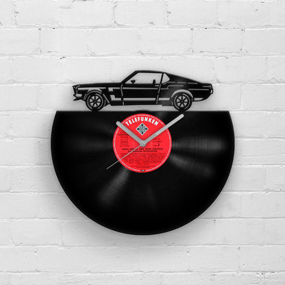 Mustang Silhouette - Vinyl Record Wall Clock