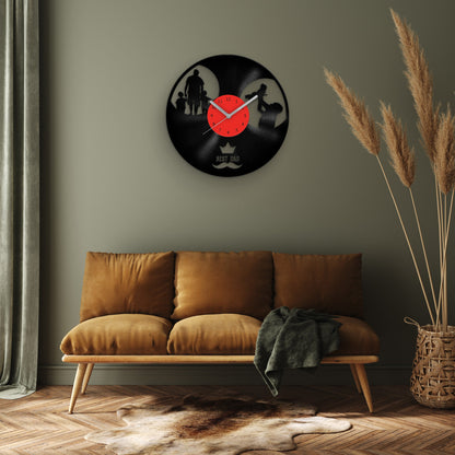 DAD and KIDS - Vinyl Record Wall Clock