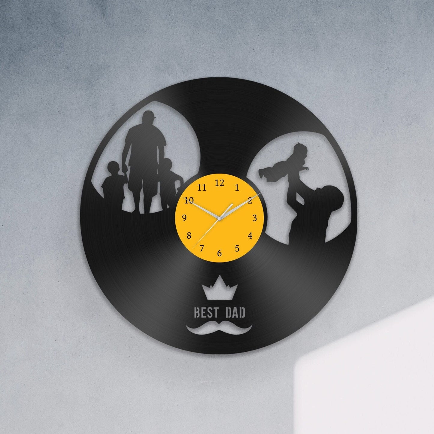 DAD and KIDS - Vinyl Record Wall Clock