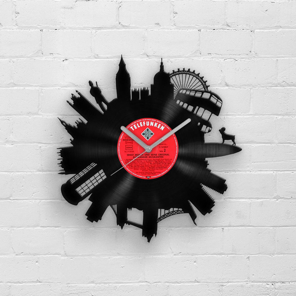 LONDON CITY SKYLINE - vinyl record clock