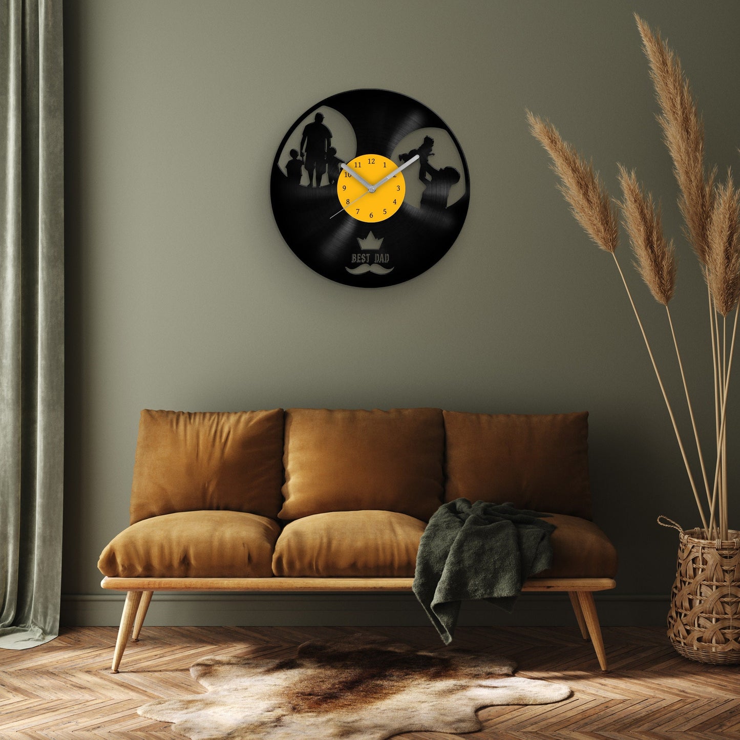 DAD and KIDS - Vinyl Record Wall Clock