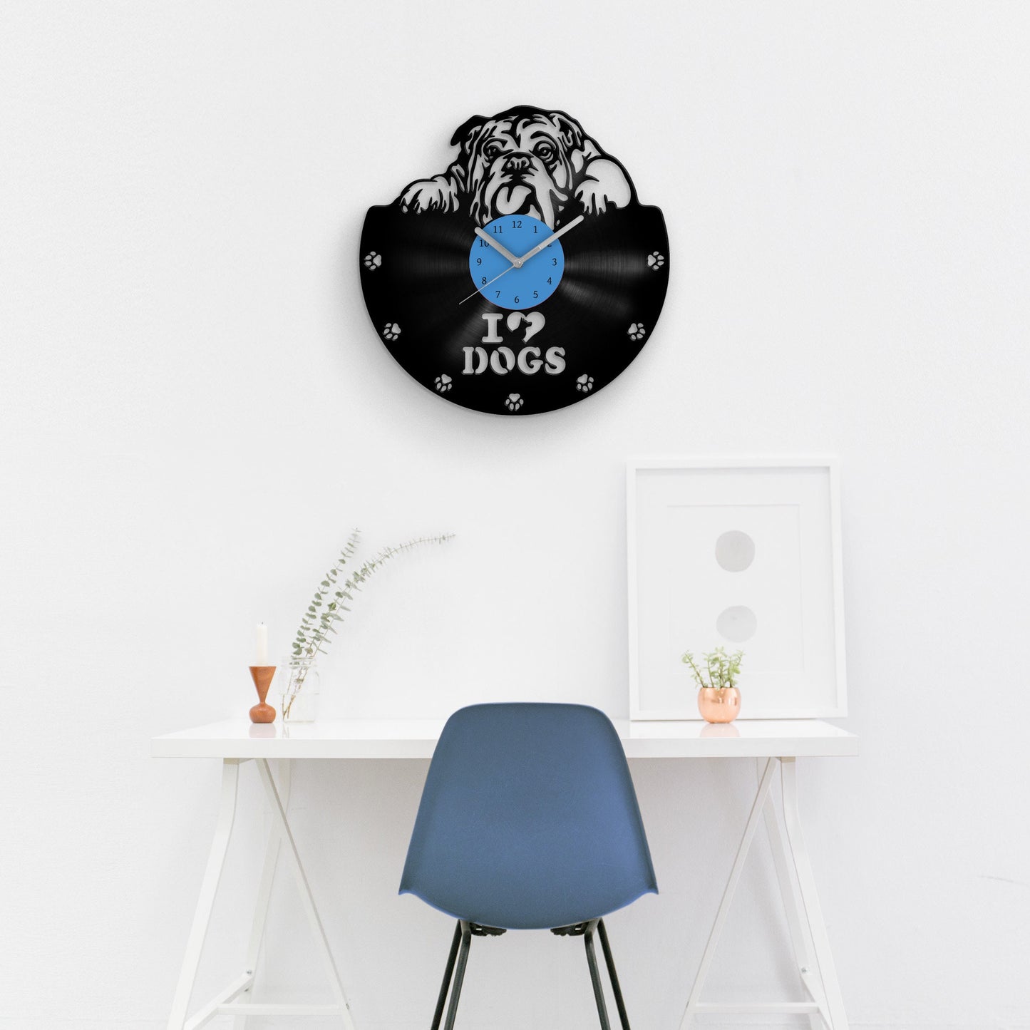 BULLDOG PORTRAIT - Vinyl Record Wall Clock