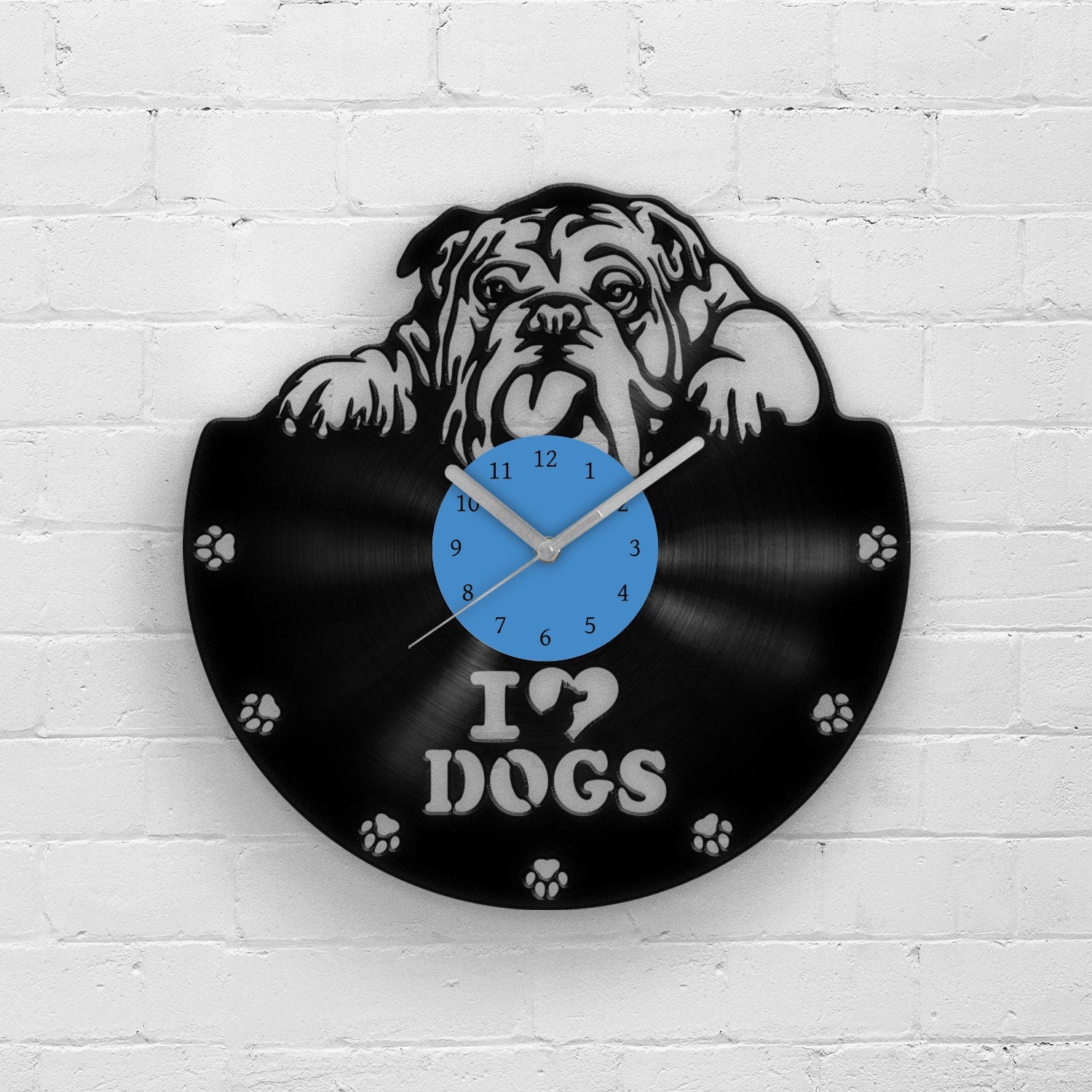 BULLDOG PORTRAIT - Vinyl Record Wall Clock