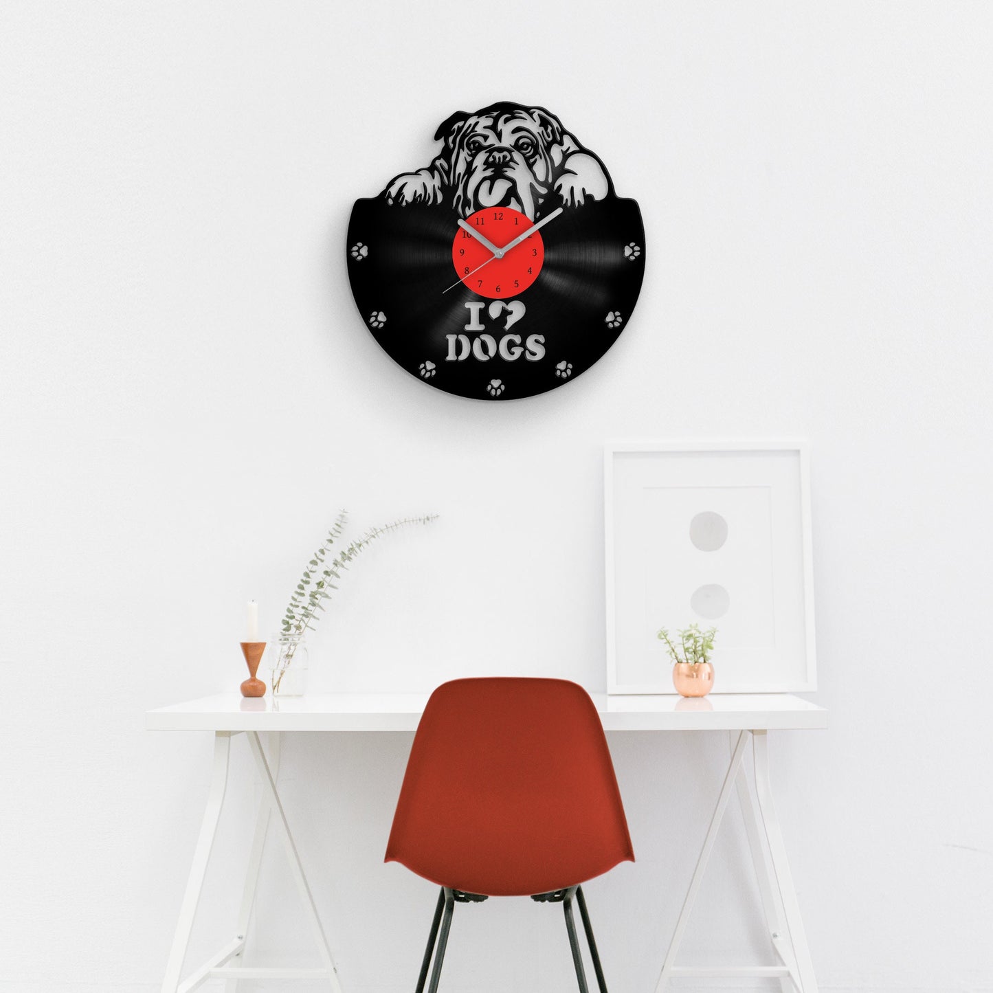 BULLDOG PORTRAIT - Vinyl Record Wall Clock