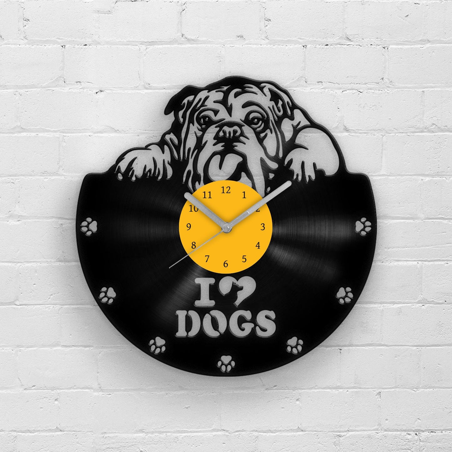 BULLDOG PORTRAIT - Vinyl Record Wall Clock