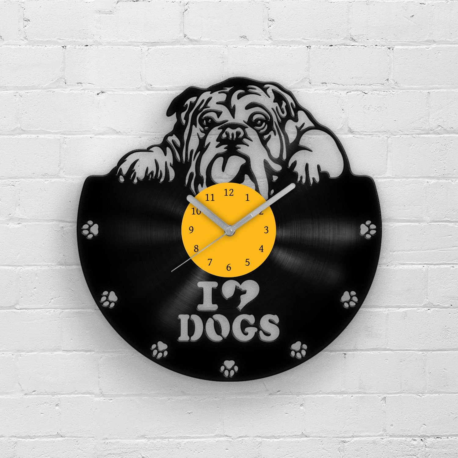 BULLDOG PORTRAIT - Vinyl Record Wall Clock