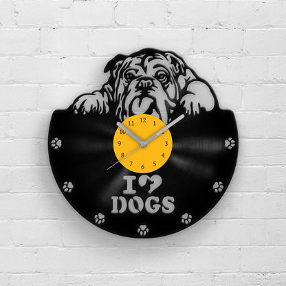 BULLDOG PORTRAIT - Vinyl Record Wall Clock