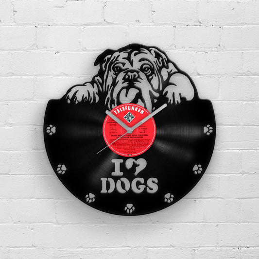 BULLDOG PORTRAIT - Vinyl Record Wall Clock