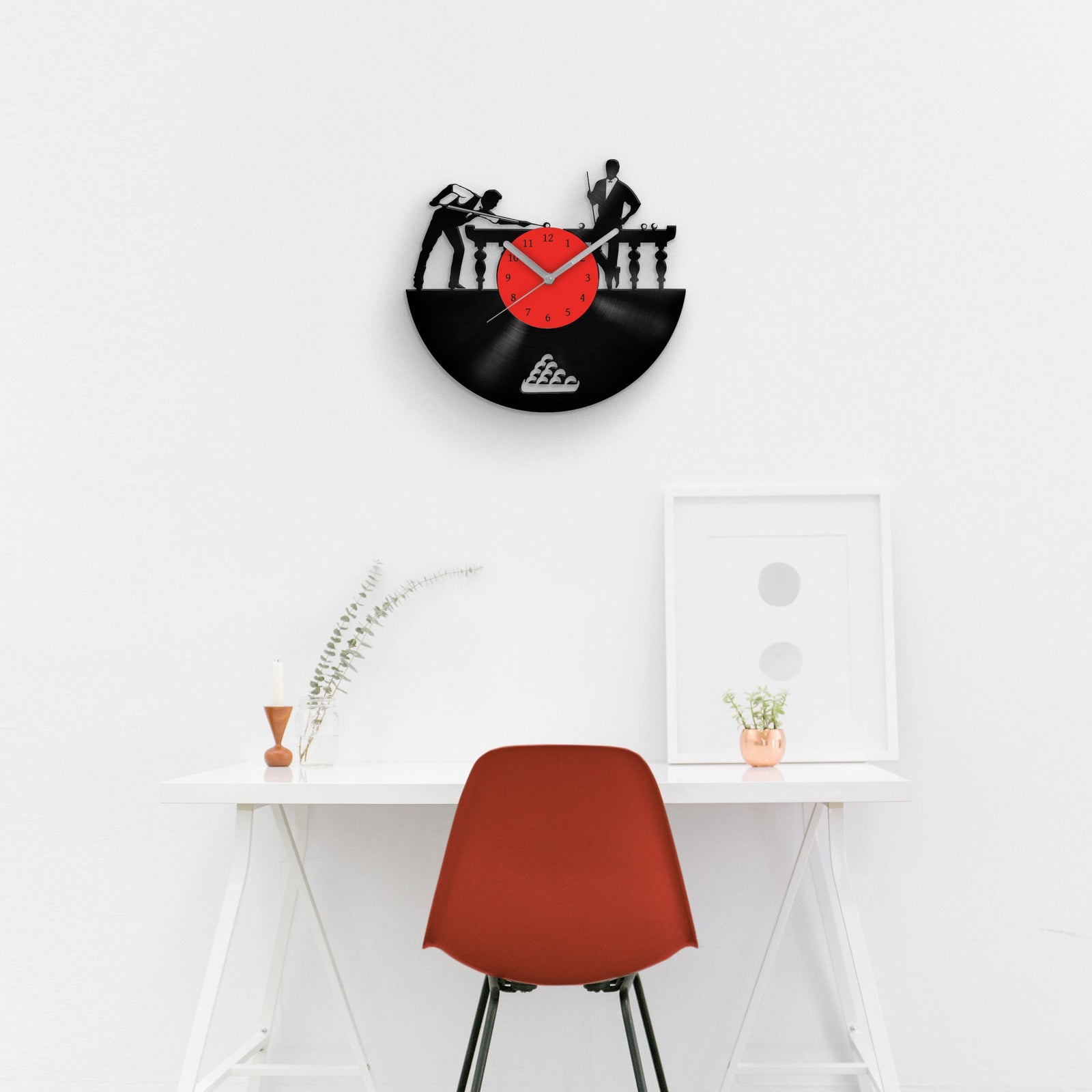 Snooker Player Art - Vinyl Record Wall Clock 12''