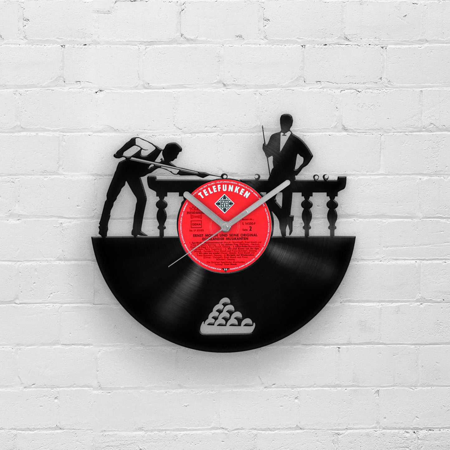 Snooker Player Art - Vinyl Record Wall Clock 12''