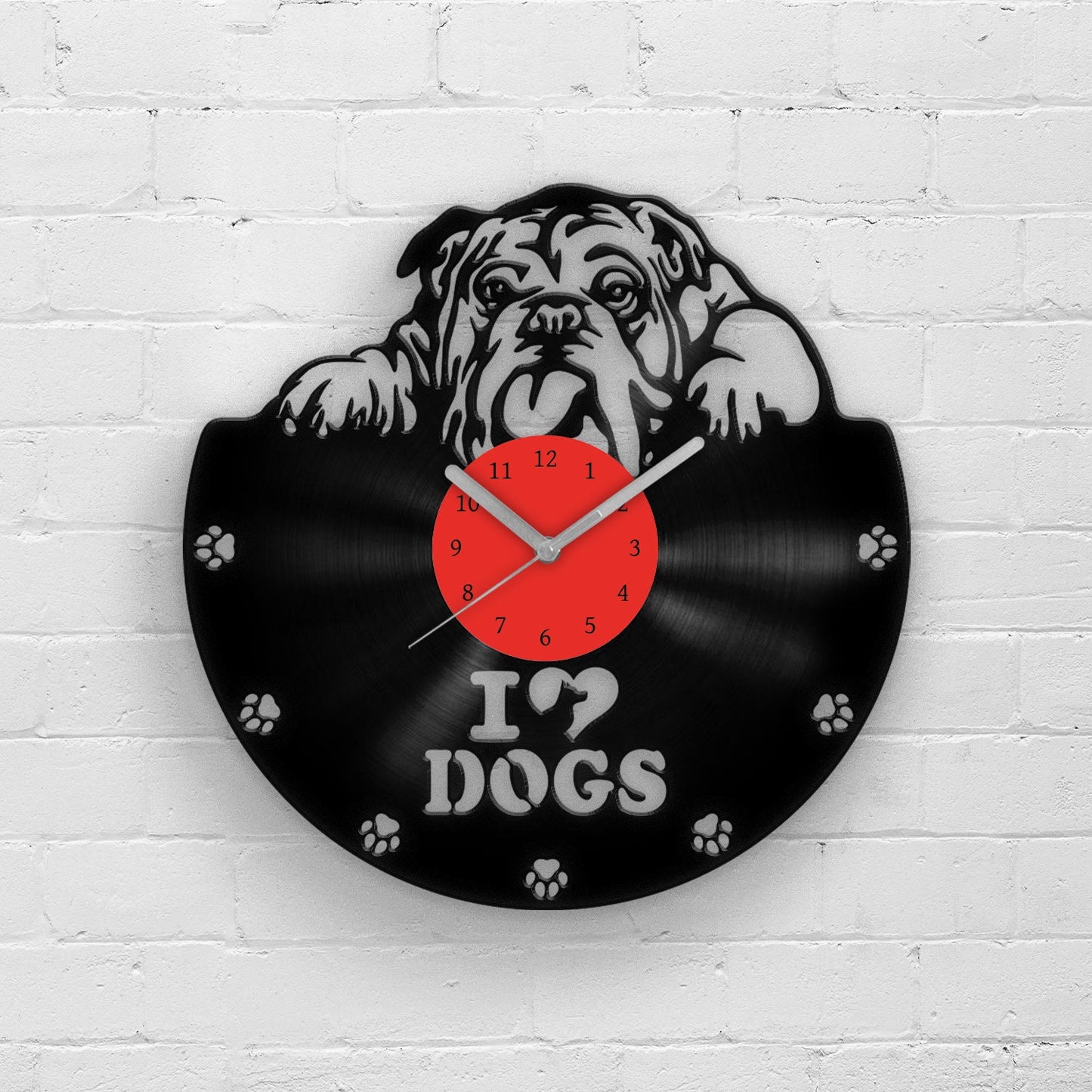 BULLDOG PORTRAIT - Vinyl Record Wall Clock