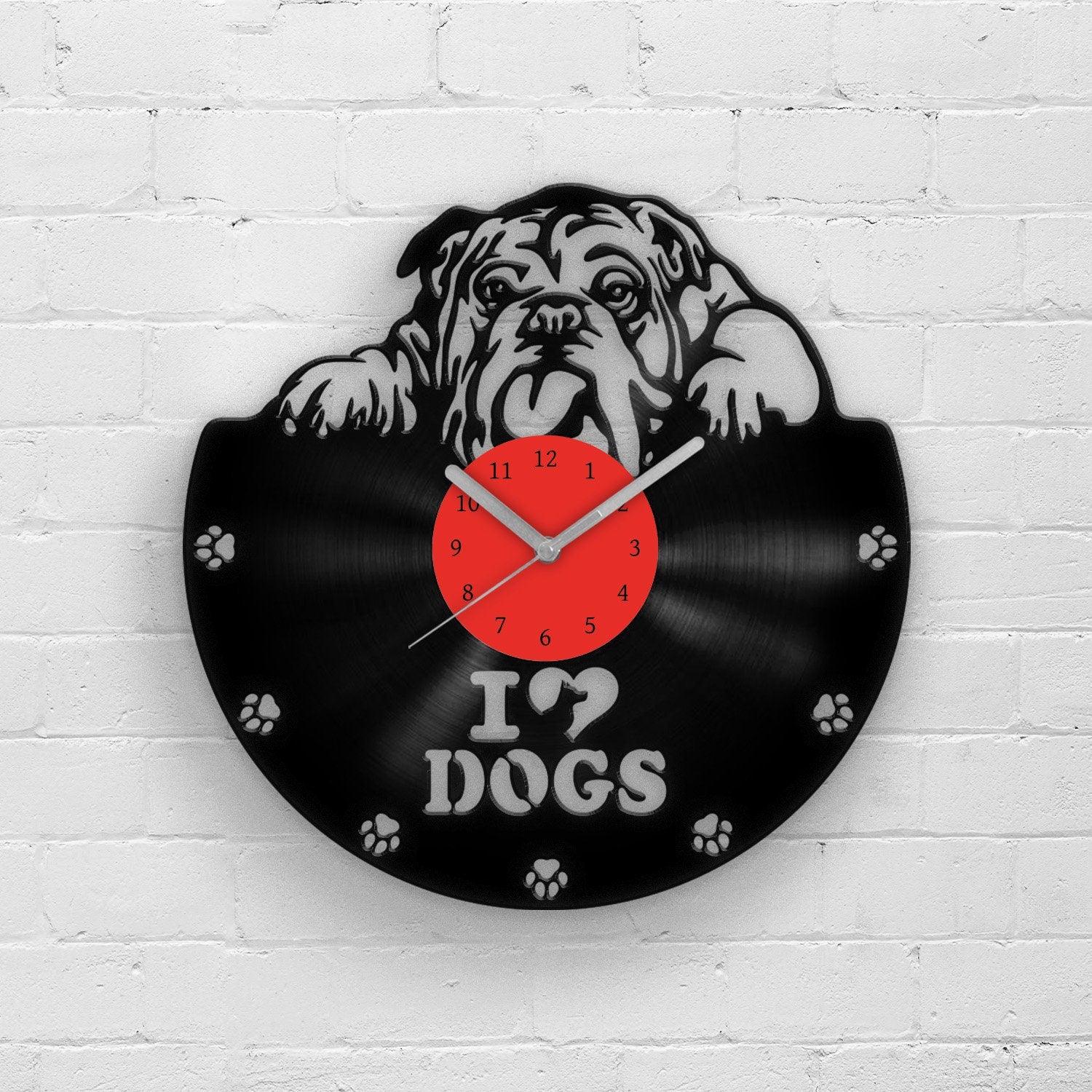 BULLDOG PORTRAIT - Vinyl Record Wall Clock