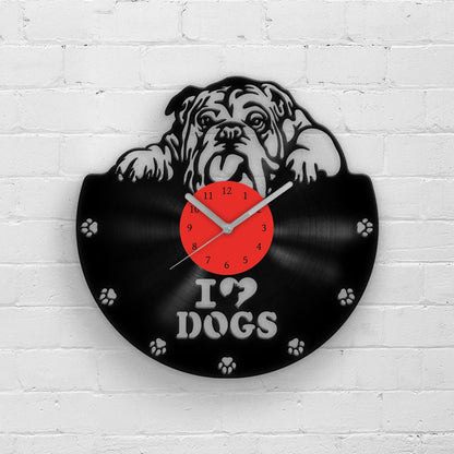 BULLDOG PORTRAIT - Vinyl Record Wall Clock