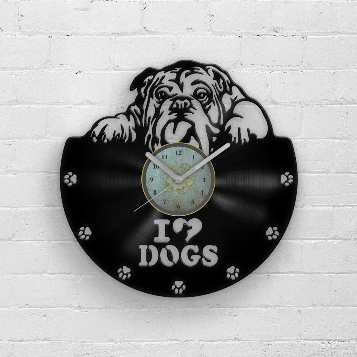 BULLDOG PORTRAIT - Vinyl Record Wall Clock
