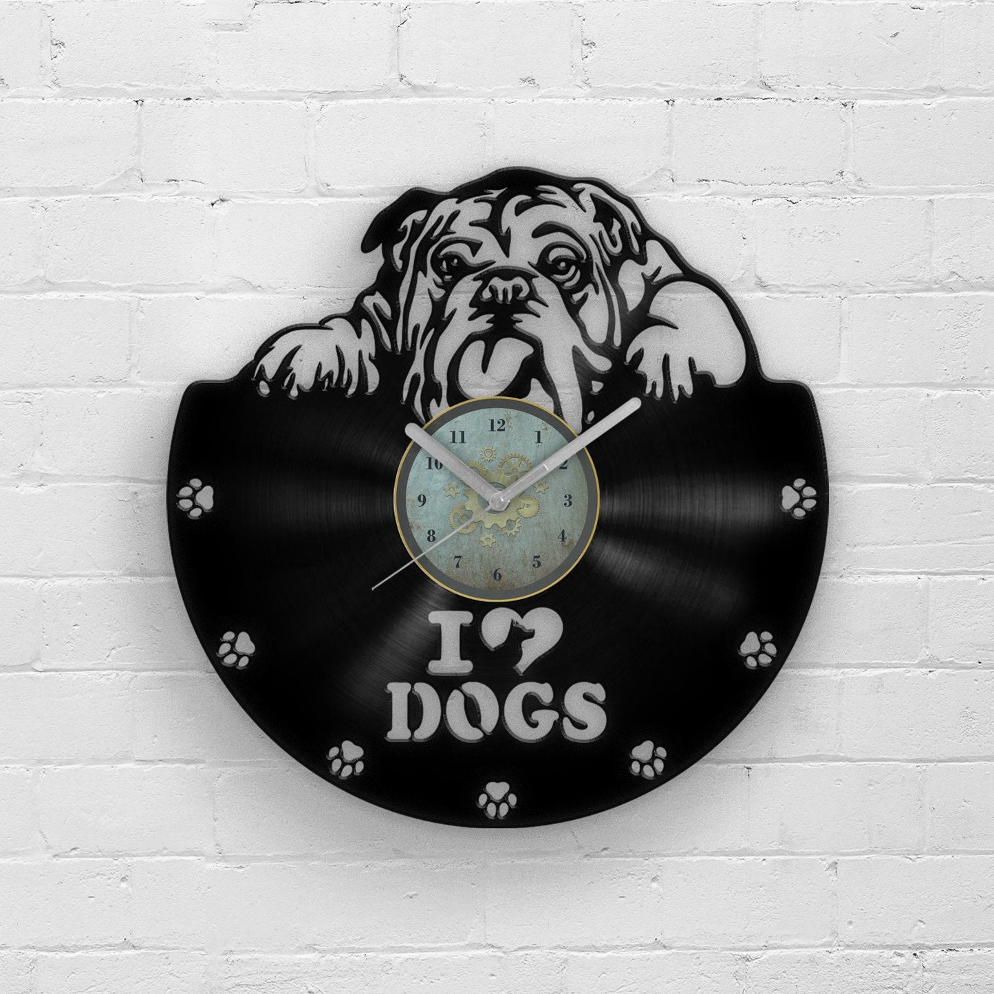 BULLDOG PORTRAIT - Vinyl Record Wall Clock