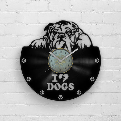 BULLDOG PORTRAIT - Vinyl Record Wall Clock