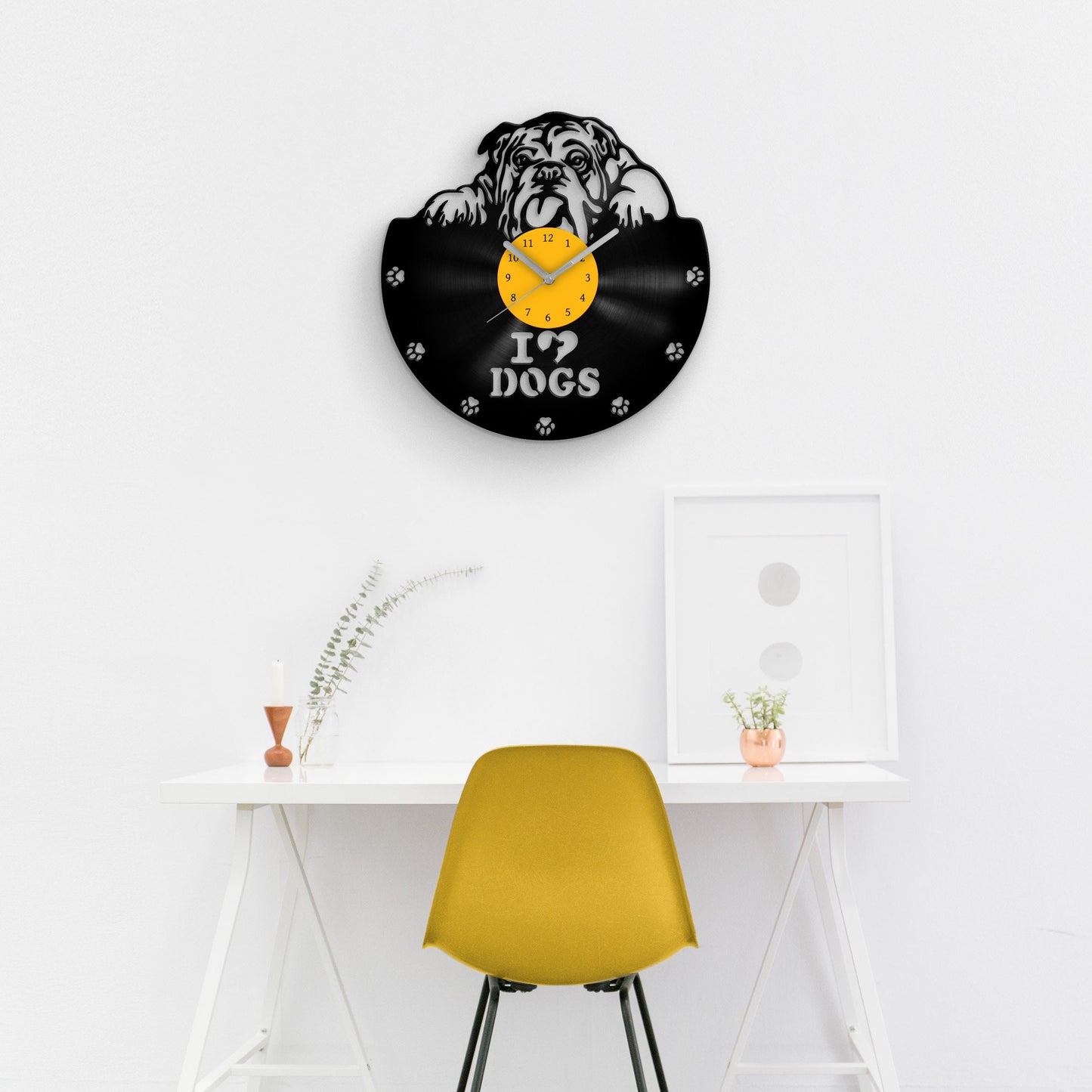 BULLDOG PORTRAIT - Vinyl Record Wall Clock