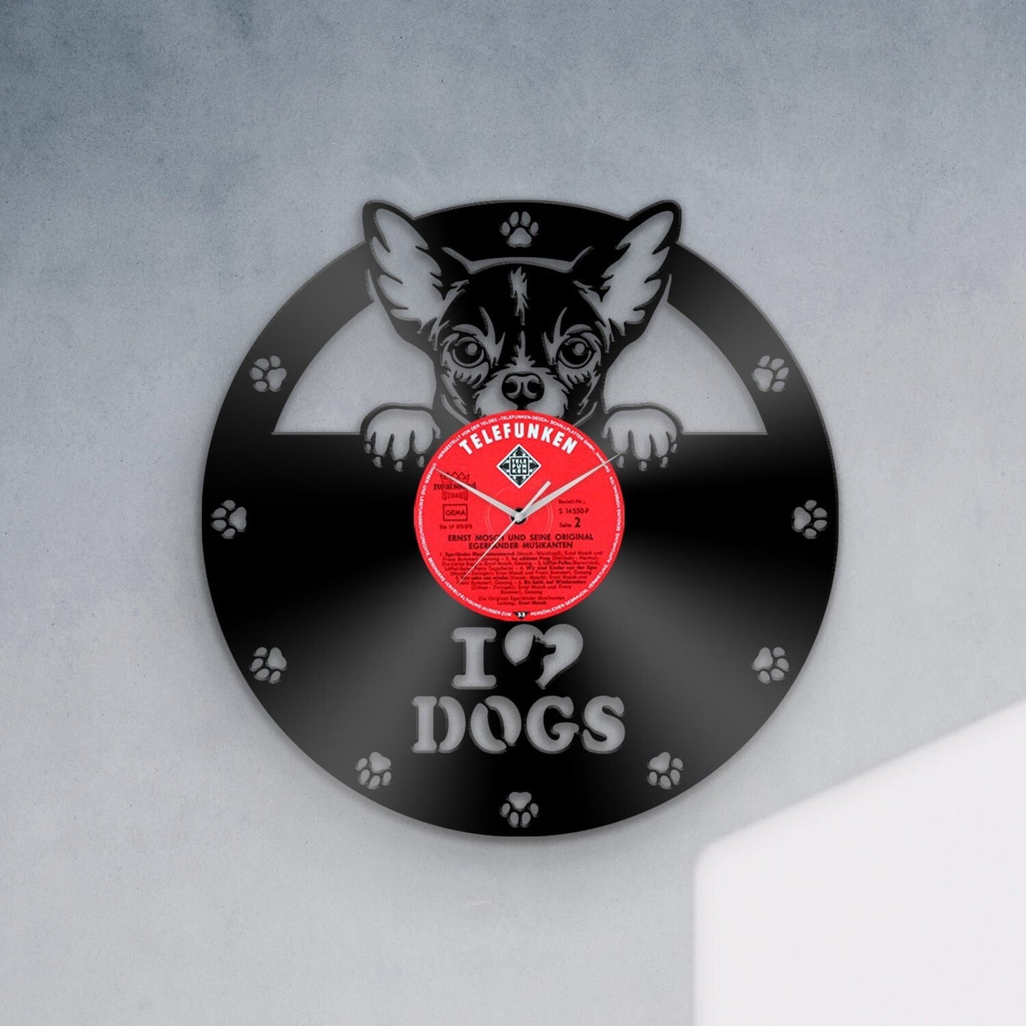 Cute Chihuahua Dog Vinyl Wall Clock