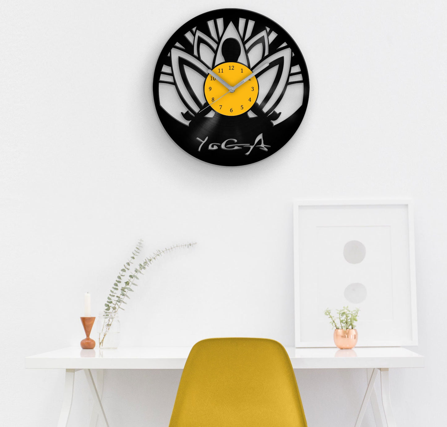 Yoga & Meditation Inspired Vinyl Record Wall Clock