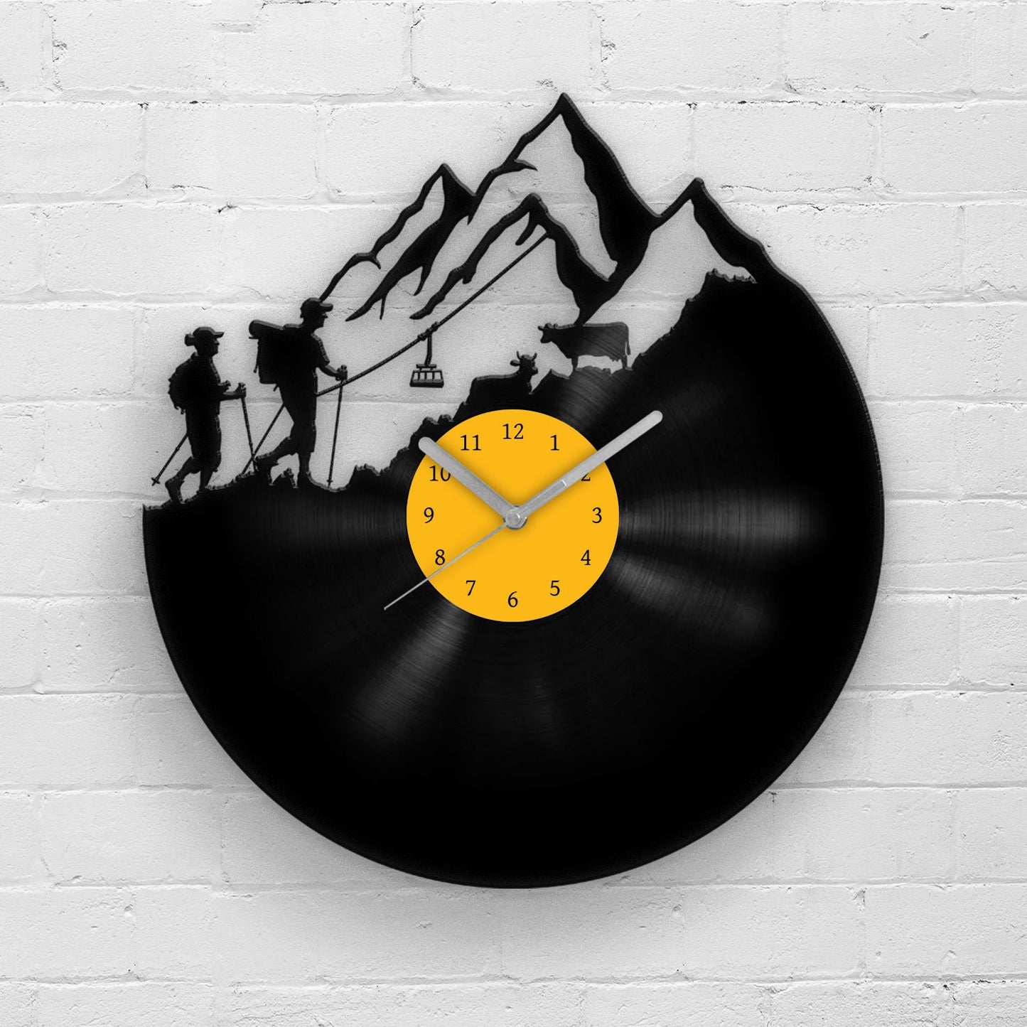 MOUNTAINS ARE CALLING - Vinyl Record Clock