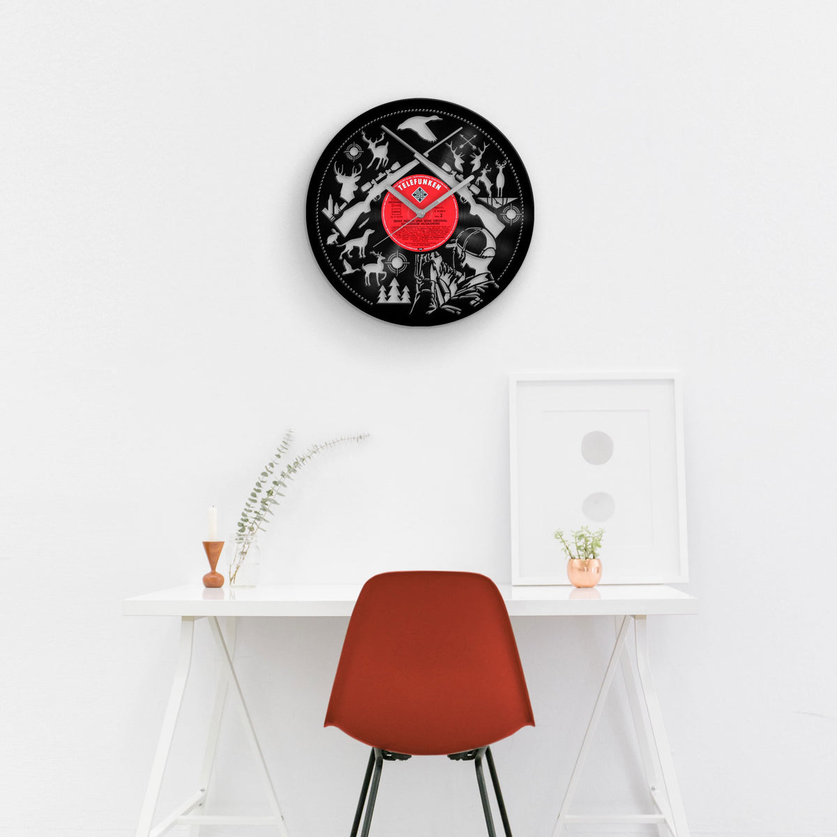 HUNTER THEMED Vinyl Record Wall Clock
