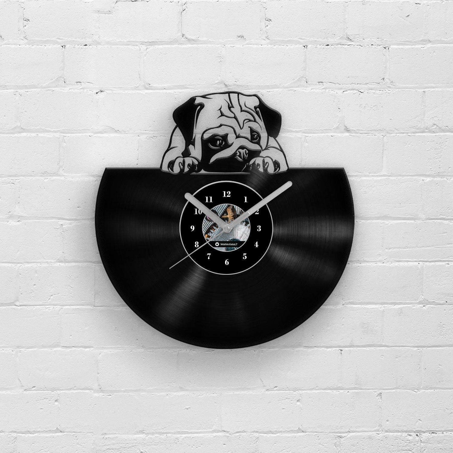 FUNNY PUG PORTRAIT - Vinyl Record Wall Clock