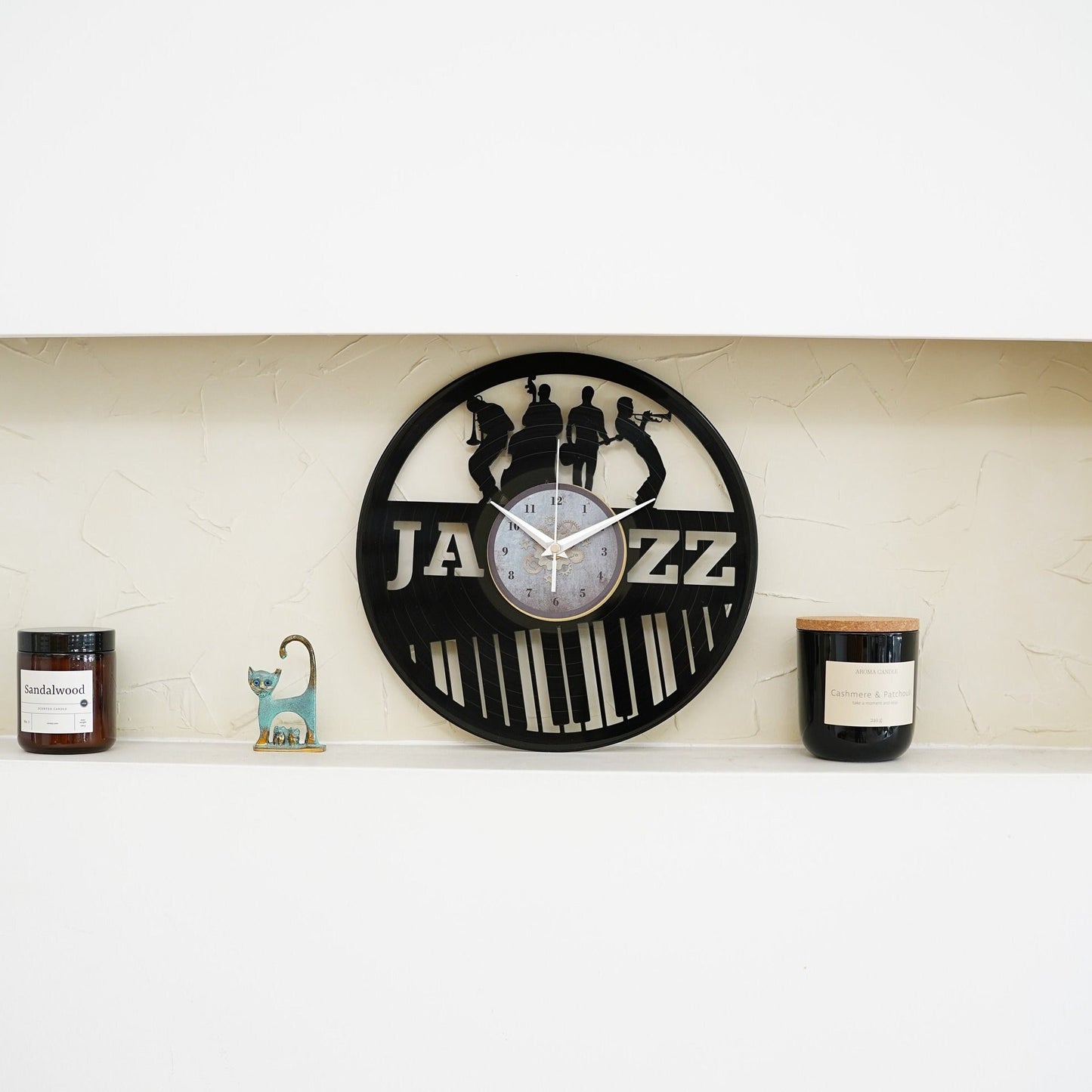 JAZZ MUSIC BAND SILHOUETTE - Vinyl Record Wall Clock