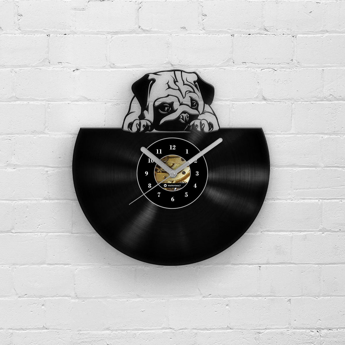 FUNNY PUG PORTRAIT - Vinyl Record Wall Clock