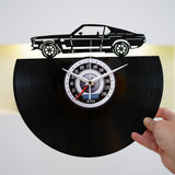 Mustang Silhouette - Vinyl Record Wall Clock