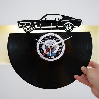 Mustang Silhouette - Vinyl Record Wall Clock